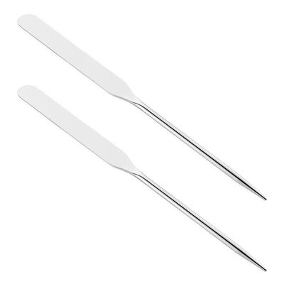 2 Pieces Stainless Steel Makeup Spatula Foundation Mixing Tool Eye Cream Spoon Foundation Spatula Cosmetic Skincare Spatula Nail Art Makeup Stirring Rod for Home Beauty Salon, Silver