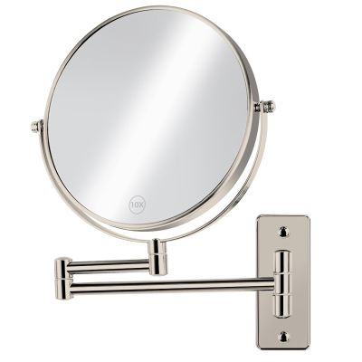 AumVum 8" Extendable Bathroom Mirror Wall Mount with 1X/10X Magnification, 360 Swivel Double Sided Vanity & Shaving Mirror, Nickel Finish (No Light)