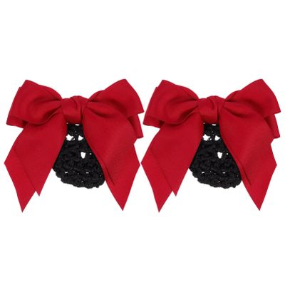 Beavorty 2pcs Bowknot Hair Bun Covers for Women Elastic Mesh Hair Nets for Waitresses and Professional Settings Strong Hold