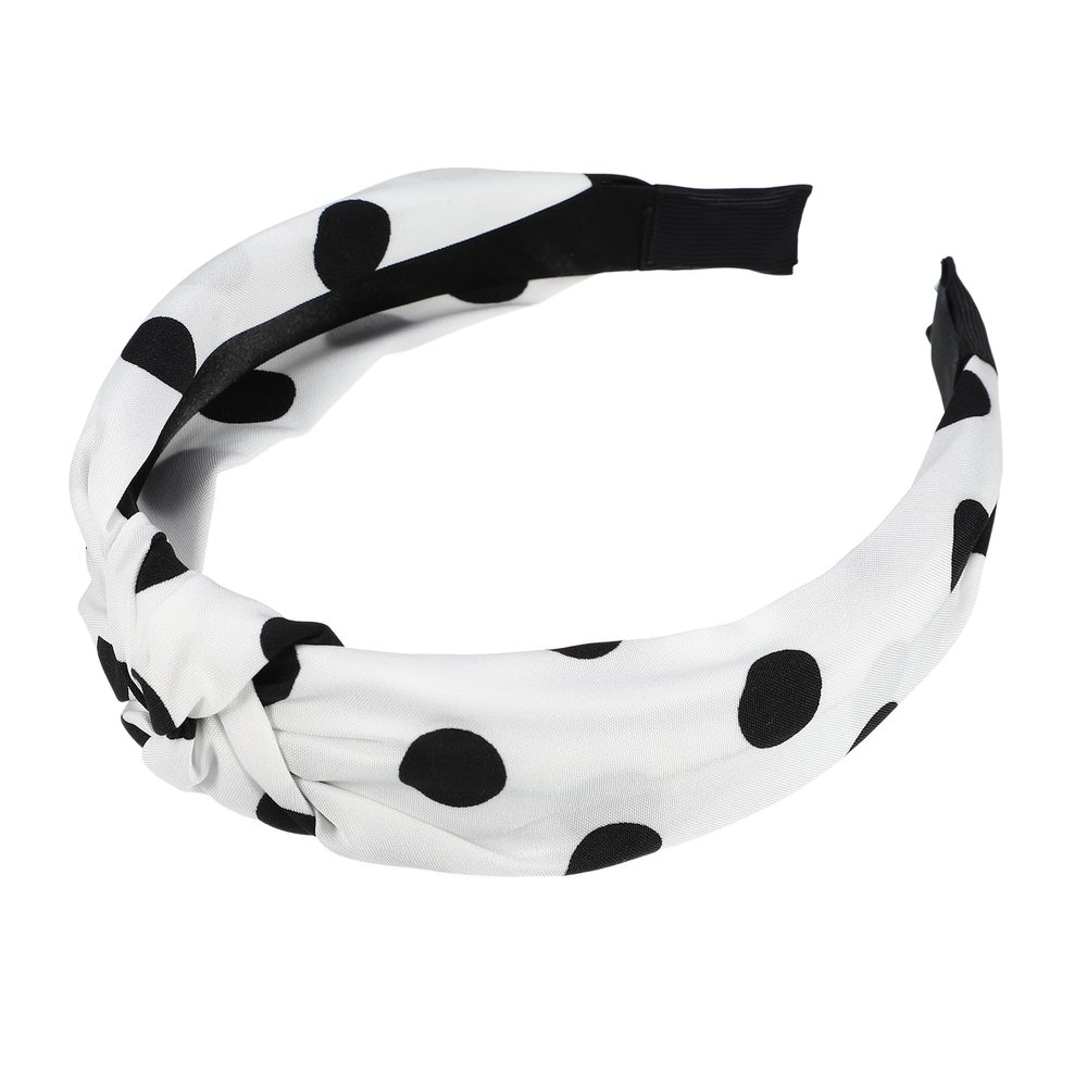 VOCOSTE Polka Dot Headband, Knotted Headband for Women, Top Knot Elastic Hairband Hair Hoop, Non-Slip Wide Headband Hair Accessories, White