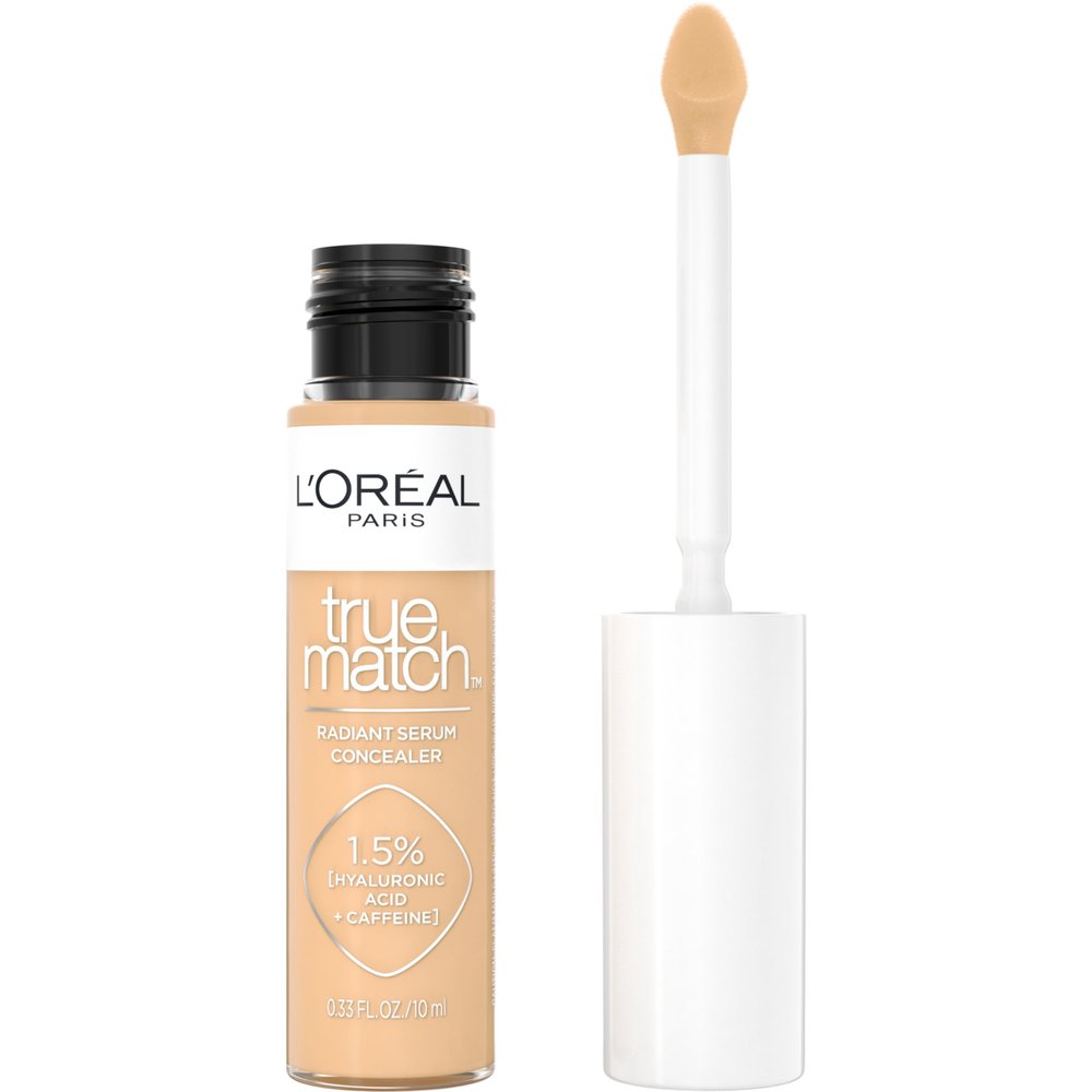 L'Oreal Paris True Match Radiant Serum Concealer, Brightening Under Eye Concealer Make Up with 1.5% Hyaluronic Acid and Caffeine, W5, 0.33 Oz