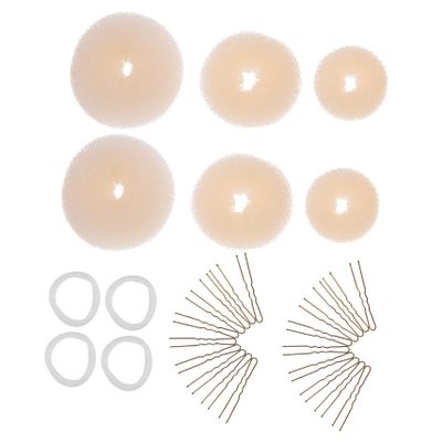balacoo 2sets Hair Bun Maker Kit with Elastic Ties U-shaped Hairpins Accessories for Effortless Updos for Messy Buns Chignons Each Creamy White
