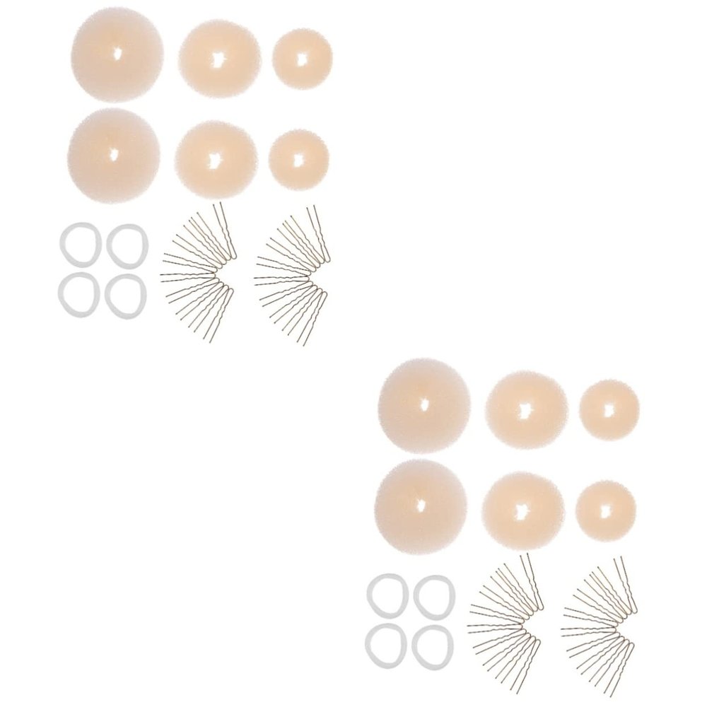 balacoo 4sets Hair Bun Maker Kit U-shaped Hairpins and Elastic Hair Ties for Stylish Chignons and Updos Each Set for Everyday