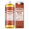 Dr. Bronner's Pure-Castile Liquid Magic Soap Bottle & Refill Carton - Made with Regenerative Organic Certified Oils- 18-in-1 Uses for Face, Body Wash, Hand Soap Refill- Eucalyptus, 32oz + Refill view 1