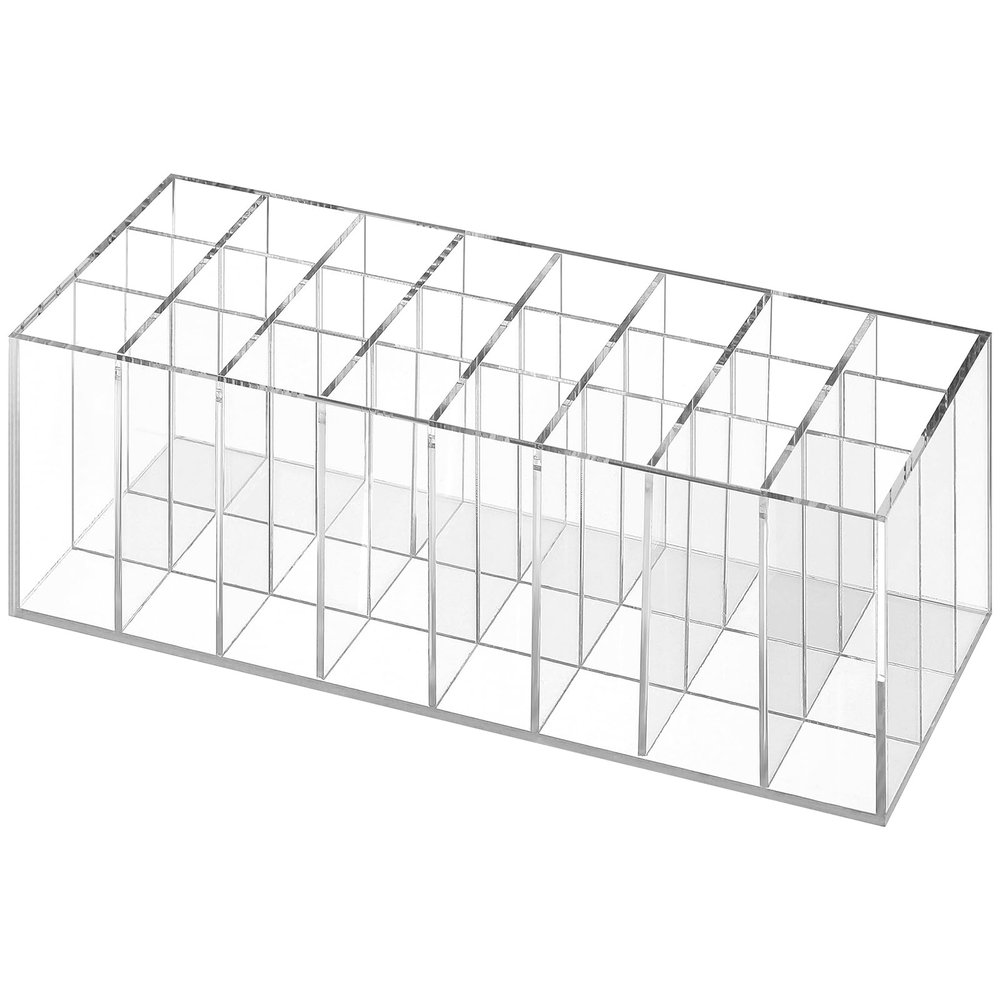 balacoo Lipstick Display Rack: 24 Compartment Acrylic Gloss Organizer Lipstick Organizer Holder Clear Makeup Organizer Case for Lip Gloss Brushes