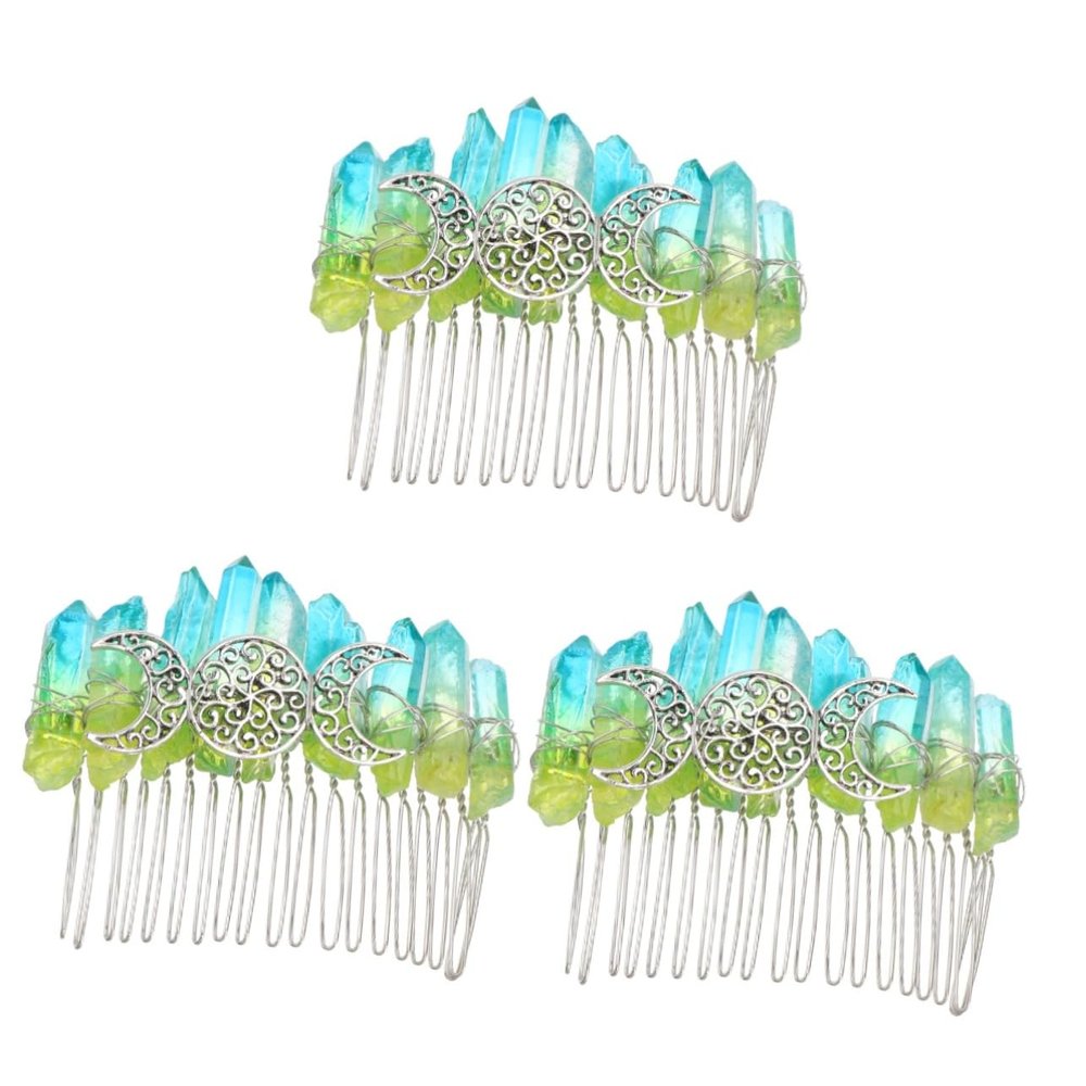 Abaodam 3pcs Handmade Hair Comb Three-moon Pattern Headwear Elegant Hair Accessory for Weddings Parties and Everyday Use Comfortable and Convenient Design