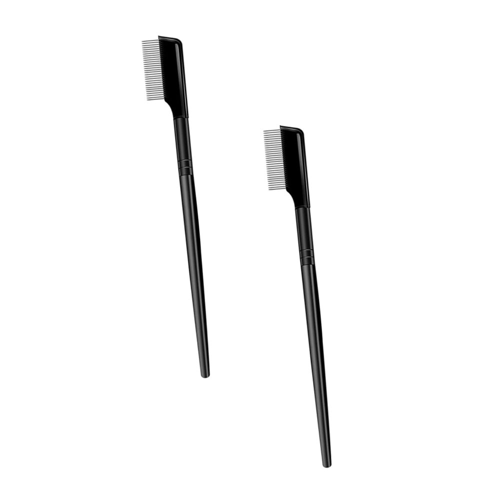 POPETPOP 4pcs Dense Teeth Eyelash Comb for Makeup Brow Grooming Portable Eyebrow Lash Tool Steel Needle Combs Spoolies
