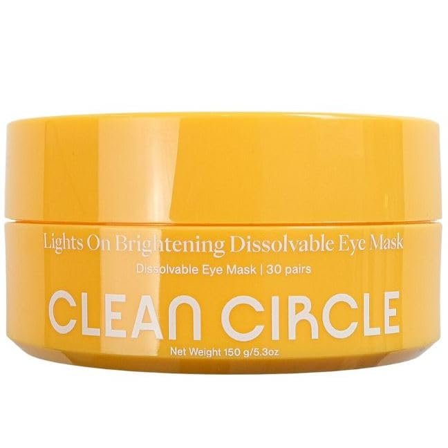 Clean Circle Lights On Brightening Dissolvable Eye Mask Infused with Red Algae, Vitamin C, Peptides, and Black Mulberry - Under Eye Patches for Wrinkles, Dark Circles, Puffiness, and Signs of Aging