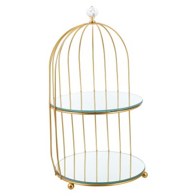 Abaodam Makeup Organizer Cage Mirror Desktop Display Rack Stylish Iron Storage for Beauty Products