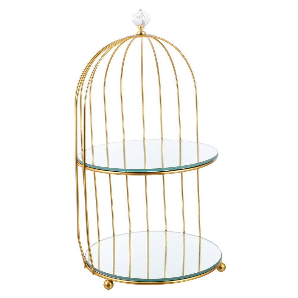 Abaodam Makeup Organizer Cage Mirror Desktop Display Rack Stylish Iron Storage for Beauty Products
