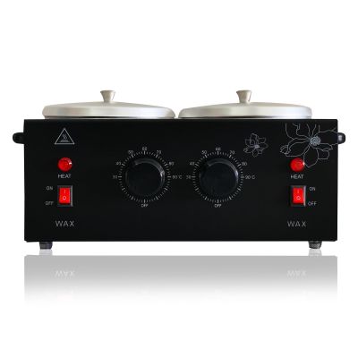 FHATSJ Black Double Pots Wax Warmer Professional Melted Wax Beads for Hair Removal,Fast Electric Wax Heater with Adjustable Temperature Set for Women (Black-Double Pots)