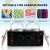 FHATSJ Black Double Pots Wax Warmer Professional Melted Wax Beads for Hair Removal,Fast Electric Wax Heater with Adjustable Temperature Set for Women (Black-Double Pots) view 3