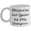 Blessed by God Spoiled by My Shampooer. 11oz 15oz Mug, Shampooer Present From Boss, Cool Cup For Friends, Gratitude, Hair care, Beauty view 1