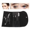 Professional Eyebrow Shaping Grooming Kit, 8PCS/Set Eyebrow Beauty Tools Set with Storage Bag, Stainless Steel Eyebrow Trimming Kit for Women and Men, Black view 4