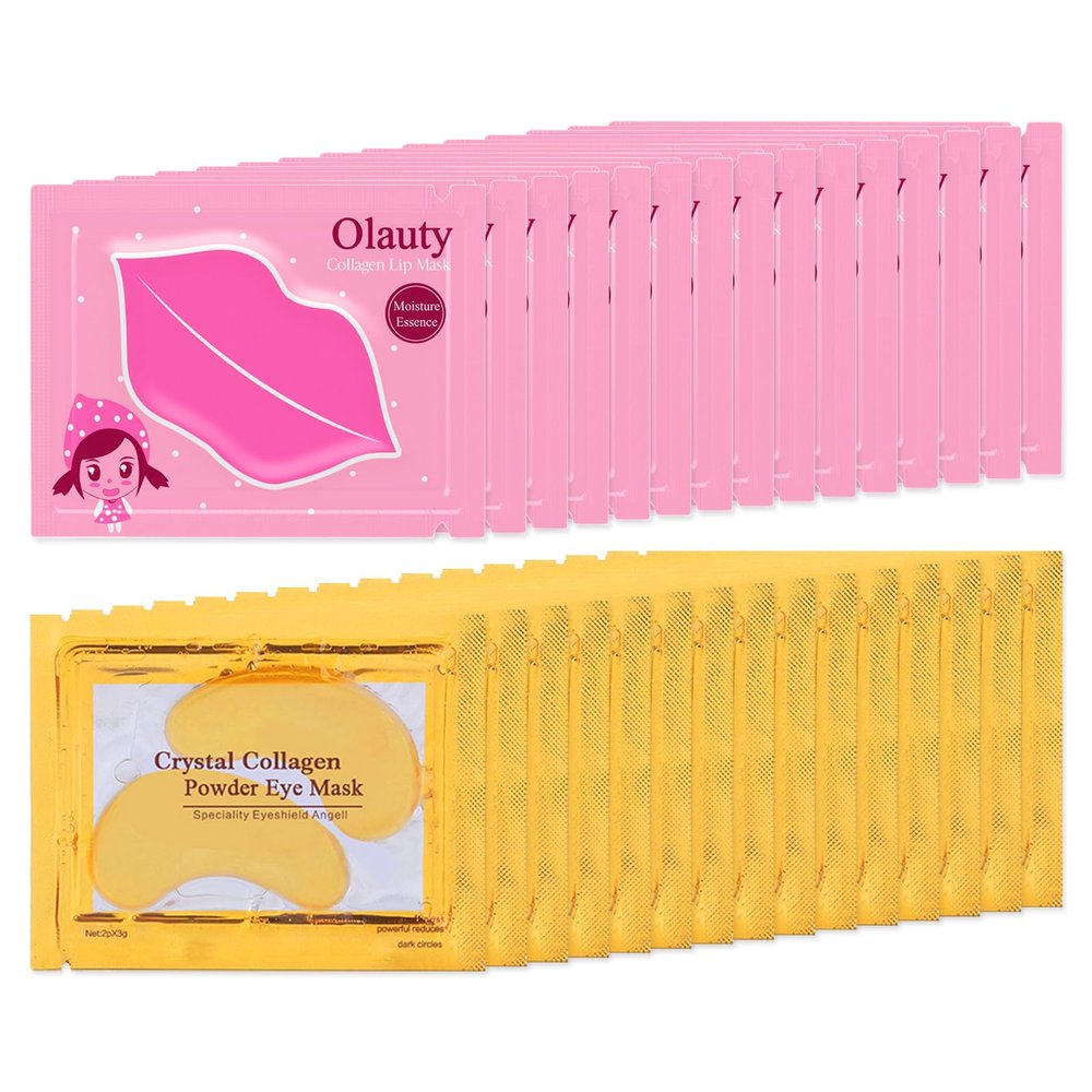 30 Pairs Lip Mask & Eye Mask, 24K Gold Crystal Gel Collagen Eye Patches for Puffy Eyes, Valentines Day Gifts, Party Favors, Galentines Gifts, Bulk Gifts, Bachelorette Party Accessories, Small Gifts