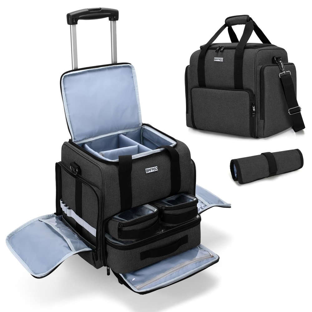 BAFASO Rolling Makeup Case with Nail Polish Organizer Holds 72 Bottles