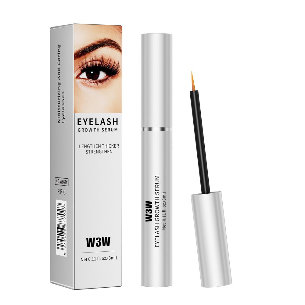 W3W Eyelash Growth Serum for Longer, Thicker Lashes Lash Enhancer with Natural Peptides & Caffeine, Gentle Lash Conditioner for Women, 3ml