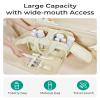 BAGSMART Travel Toiletry Bag, Crush Toiletry Bag for Women, Wide-open Puffy Toiletry Bags for Traveling, Large Travel Cosmetic Makeup Bag Organizer for Accessories,Toiletrie, Beige view 2