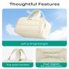 BAGSMART Travel Toiletry Bag, Crush Toiletry Bag for Women, Wide-open Puffy Toiletry Bags for Traveling, Large Travel Cosmetic Makeup Bag Organizer for Accessories,Toiletrie, Beige view 3