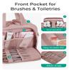 BAGSMART Travel Toiletry Bag, Lightweight Large Wide-open Travel Bag for Women, Puffy Cosmetic Makeup Bag Organizer with Handle for Accessories,Essentials, Toiletries, Dark Pink view 2