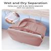 BAGSMART Travel Toiletry Bag, Lightweight Large Wide-open Travel Bag for Women, Puffy Cosmetic Makeup Bag Organizer with Handle for Accessories,Essentials, Toiletries, Dark Pink view 4