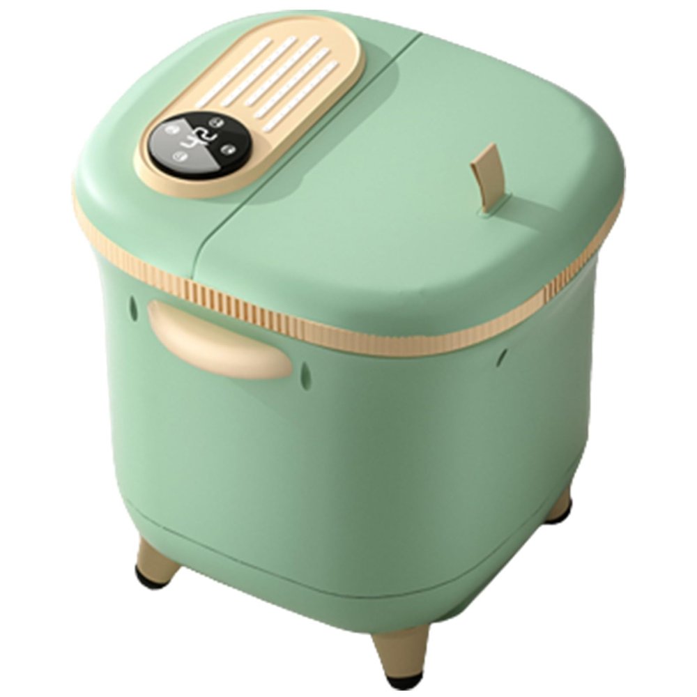 YVYKFZD Foot Spa Bath Massager, Portable Foot Bath Basin, Foot Soak Tub with Lid, Heat, Temperature Control, Red Light, Jets, for Relaxation and Stress Relief (Color : Green)