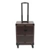 DNYSYSJ Makeup Train Case with Mirror, Rolling Makeup Train Case for Artist, Coffee Color Trolley Cosmetic Organizer Box with Wheels view 3