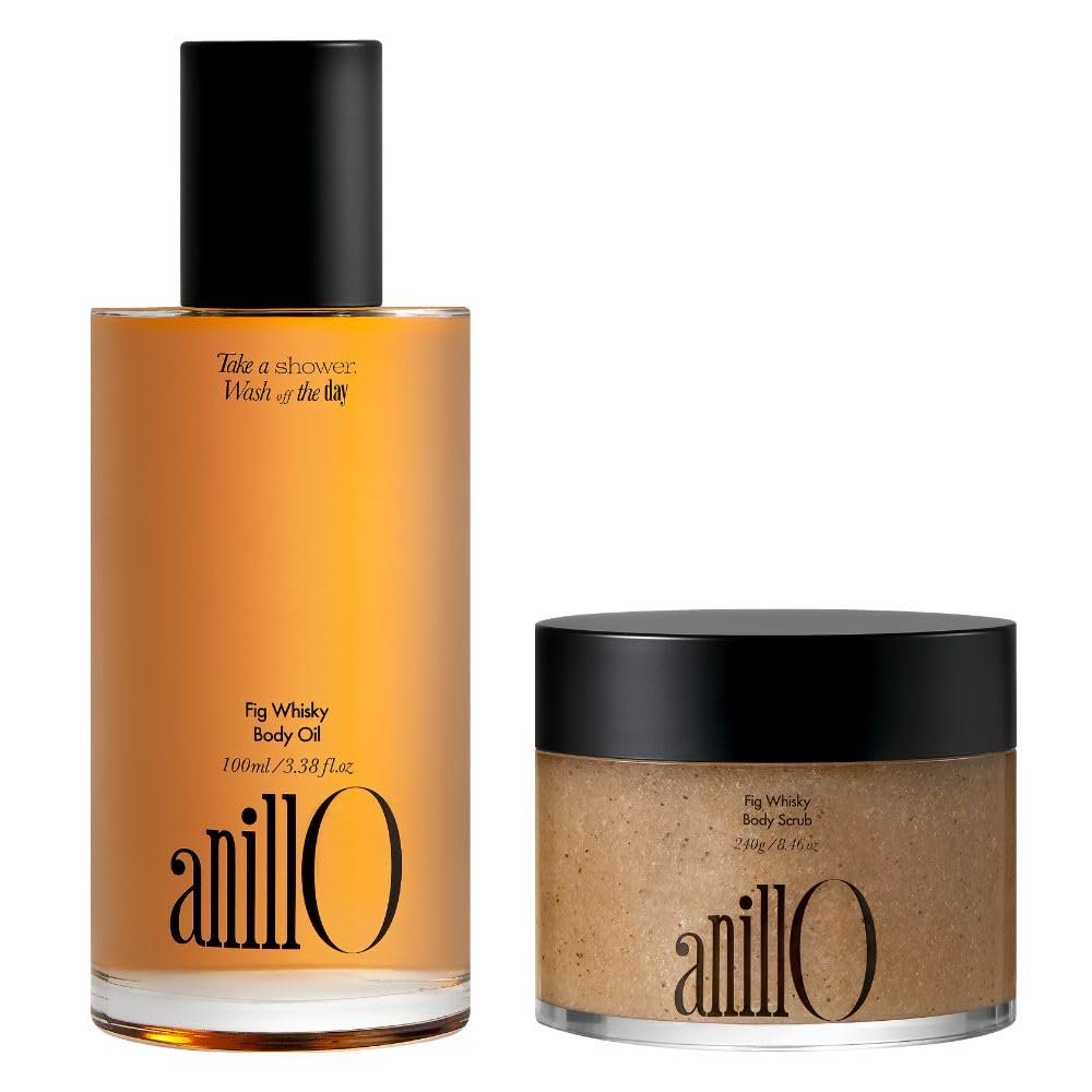 ANILLO Fig Whiksy Body Care Set - Moisturizing Body Oil & Vegan Body Scrub  Deep Hydration & Exfoliation, Woody Scent, Paraben & Sulfate Free