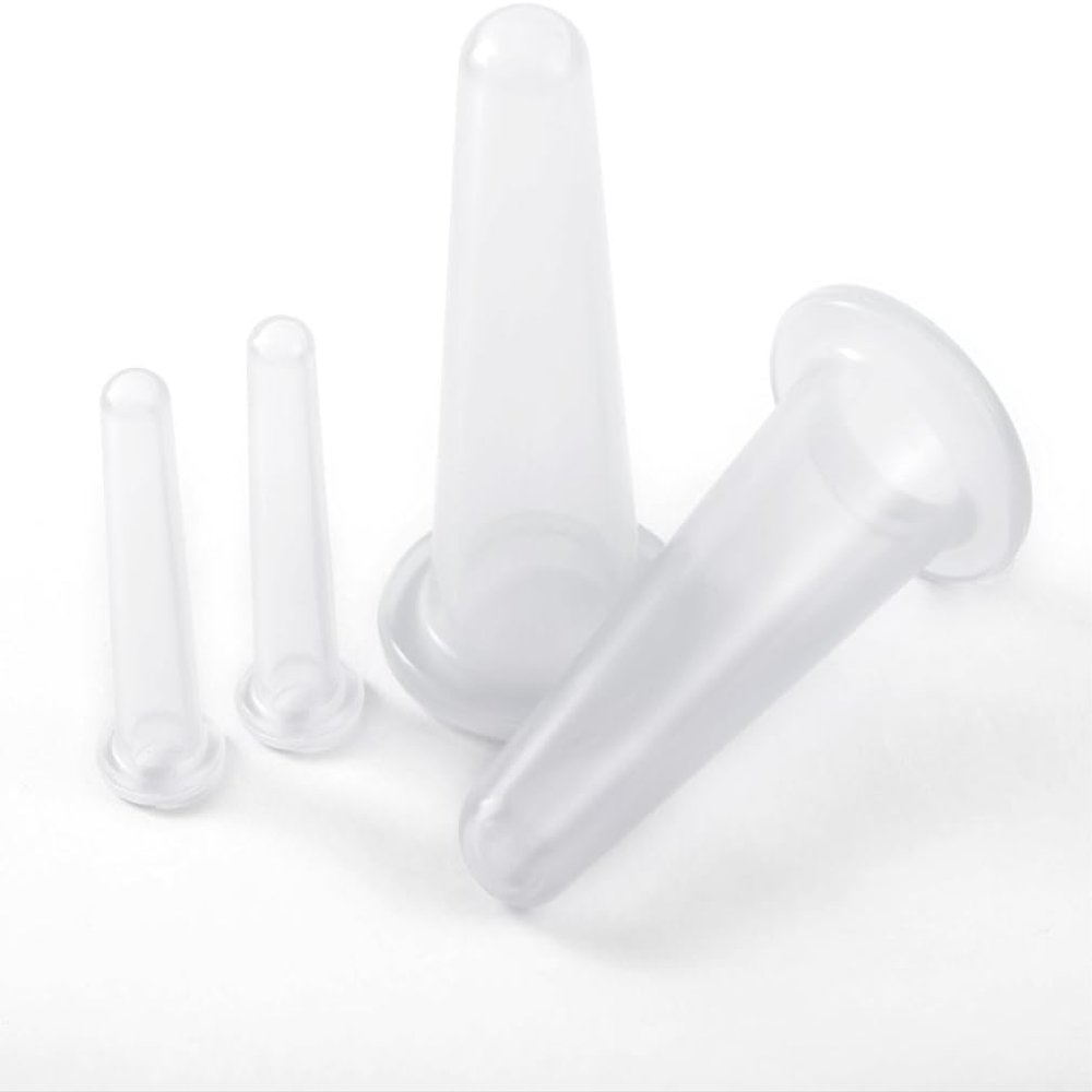 BWESOO 4Pcs Transparent Massage Cupping Set Silicone Mini Facial Cups Face Massager Helper Skin Care Neck Back Eyes Massaging Cup Safe to Use, Don't Worry About Burns Health Care Products
