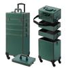 Somduy Makeup Train Case, Rolling Makeup Case with Lid, 5 in 1 Cosmetology Case on Wheels, Christmas Gift, Large Makeup Case Organizers, Profesional Cosmetic Case for Salon Barber, Green view 1