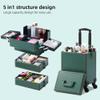 Somduy Makeup Train Case, Rolling Makeup Case with Lid, 5 in 1 Cosmetology Case on Wheels, Christmas Gift, Large Makeup Case Organizers, Profesional Cosmetic Case for Salon Barber, Green view 2