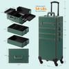 Somduy Makeup Train Case, Rolling Makeup Case with Lid, 5 in 1 Cosmetology Case on Wheels, Christmas Gift, Large Makeup Case Organizers, Profesional Cosmetic Case for Salon Barber, Green view 4