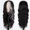 Sabosi Long Wavy Black White Wigs for Women 26 Inch Middle Part Curly Wavy Wig Natural Looking Synthetic Heat Resistant Fiber Wig for Daily Party Use view 2