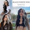 Sabosi Long Wavy Black White Wigs for Women 26 Inch Middle Part Curly Wavy Wig Natural Looking Synthetic Heat Resistant Fiber Wig for Daily Party Use view 4