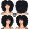 10Inch Afro Kinky Curly Wigs With Bangs For Black Women Blonde Mixed Brown Synthetic Cosplay African Wigs view 3