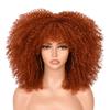 16" Curly Wigs With Bangs For Black Women Synthetic Short Afro Wig Ombre Red Glueless Cosplay Heat Hair view 1