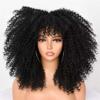 16" Curly Wigs With Bangs For Black Women Synthetic Short Afro Wig Ombre Red Glueless Cosplay Heat Hair view 2