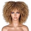 10Inch Afro Kinky Curly Wigs With Bangs For Black Women Blonde Mixed Brown Synthetic Cosplay African Wigs view 1