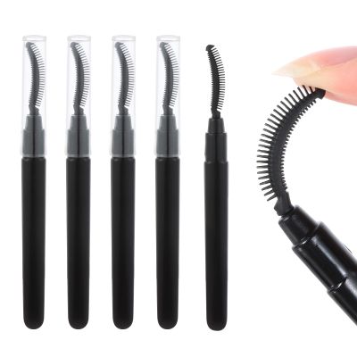 5 Pcs Silicone Lash Brush for Eyelash, INENK Eyelash Separator Mascara Applicator No Smearing Clumping, Lash Brush with Dust Lid for Natural Lifted Easy-to-Use Cosmetic Brushes Tools