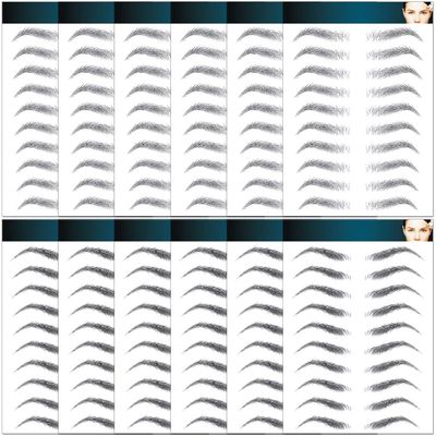 12 Sheets Eyebrows Tattoo Waterproof, 120 Pairs Eyebrow Tattoo Stickers Temporary Eyebrow Tattoos for Women & Girl, Fake Eyebrows Peel Off False 4D Hair-like Instant Transfer Brows