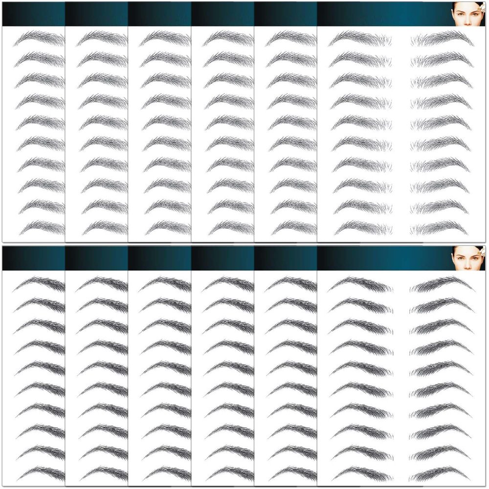 12 Sheets Eyebrows Tattoo Waterproof, 120 Pairs Eyebrow Tattoo Stickers Temporary Eyebrow Tattoos for Women & Girl, Fake Eyebrows Peel Off False 4D Hair-like Instant Transfer Brows