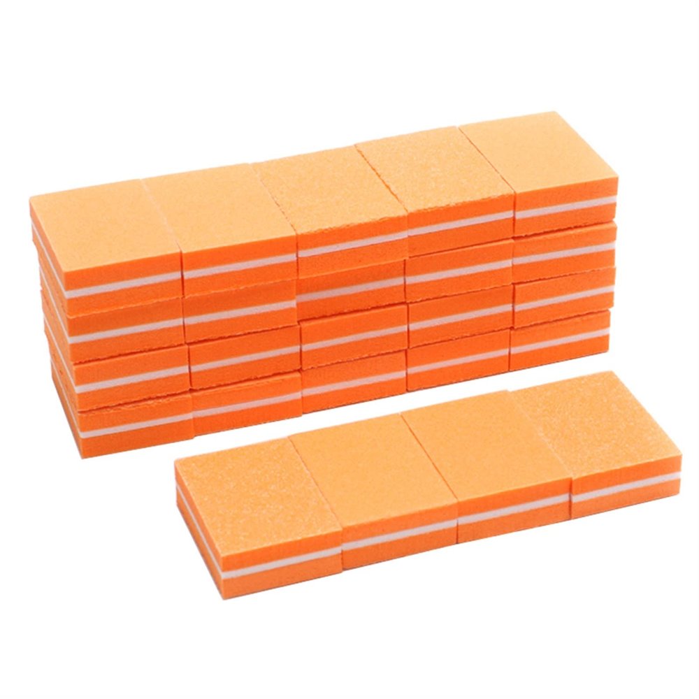 ZinNen RHAIYAN 100Pcs Professional Nail File Mini Sponge Buffer Block Orange Square File Compatible with Manicure Gel Polish Lime A Ongle Nail Care Tool Specific