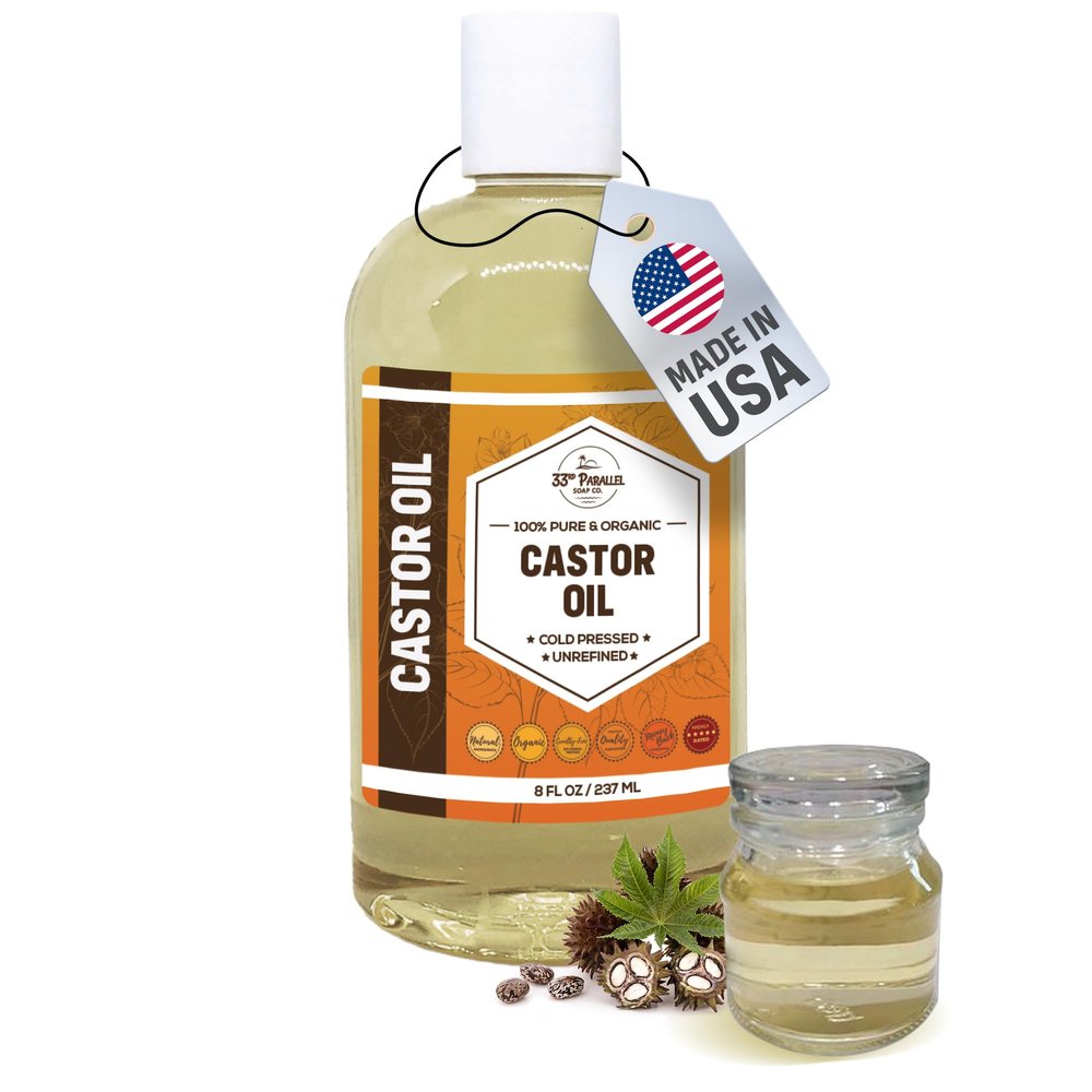 ORGANIC CASTOR OIL ( 8 oz ) Premium Cold Pressed Unrefined | 100% Natural Promotes Healthy Skin & Hair | Thickens Eyebrows Lengthens Eyelashes | Strengthens Nails Cuticles | Massage Oil | 8 FL OZ