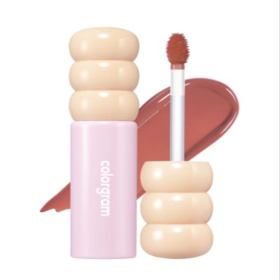COLORGRAM Fruity Glass Tint 05 Soft Persimmon | Korean Long Lasting & Waterproof Lip Stain | Glossy Dewy Lip Gloss, Highly Pigmented Subtle Coral Beige Shade with Glowing effect 0.11 Oz.