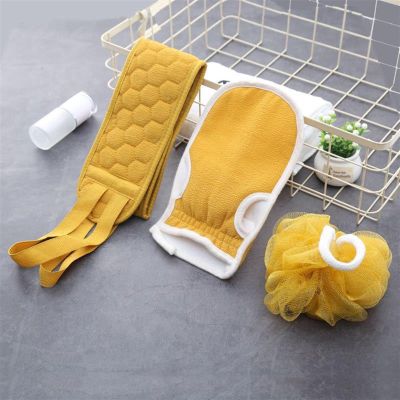 Bath Towel Set of Strong Back rubbing Gloves Men's Bath Artifacts Female Bath Home Back scrubbing mud rubbing ash Bath Ball (Color : GingerYellow)