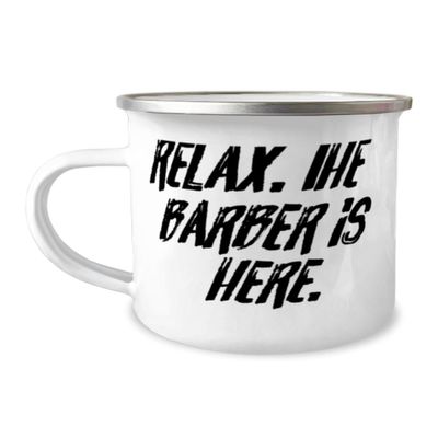 Barber Gifts For Men Women, Relax. The Barber Is Here, Special Barber 12oz Camper Mug, From Colleagues, Barber gift ideas, Barber gifts, Barber shop gift ideas, Barbering gifts, Shaving gift ideas