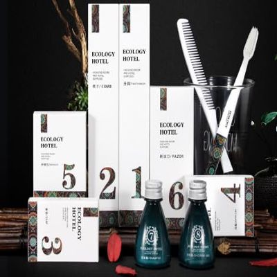 Disposable toiletries Set for Hotel Rooms One Set Include Toothbrush, Comb, Wooden Comb, soap, Shower Gel, Shampoo, Shaver, Slippers,Care Pack. (5)