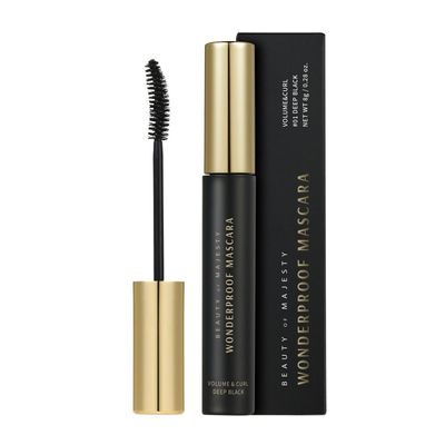 BOM COSMETICS Wonderproof Mascara Volume & Curl #01 Deep Black 0.28 oz salon-like curling power for lifted voluminous lashes, eyelash extension care, long lasting smudge and waterproof formula