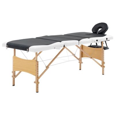 CUMYZO Foldable Massage Table 4 Zones Wood Black and White,Health & Beauty Personal Care Massage & Relaxation Massage Tables
