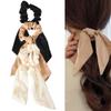 Silky Satin Hair Scarf Scrunchies with Ribbon Tails - Elastic Ponytail Holders for Women and Girls in Black, White, Beige for Thick and Thin Hair, 3PCS view 1